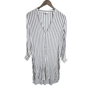 Blue Island Blue and White Striped Button Front Cover-up or Dress XS